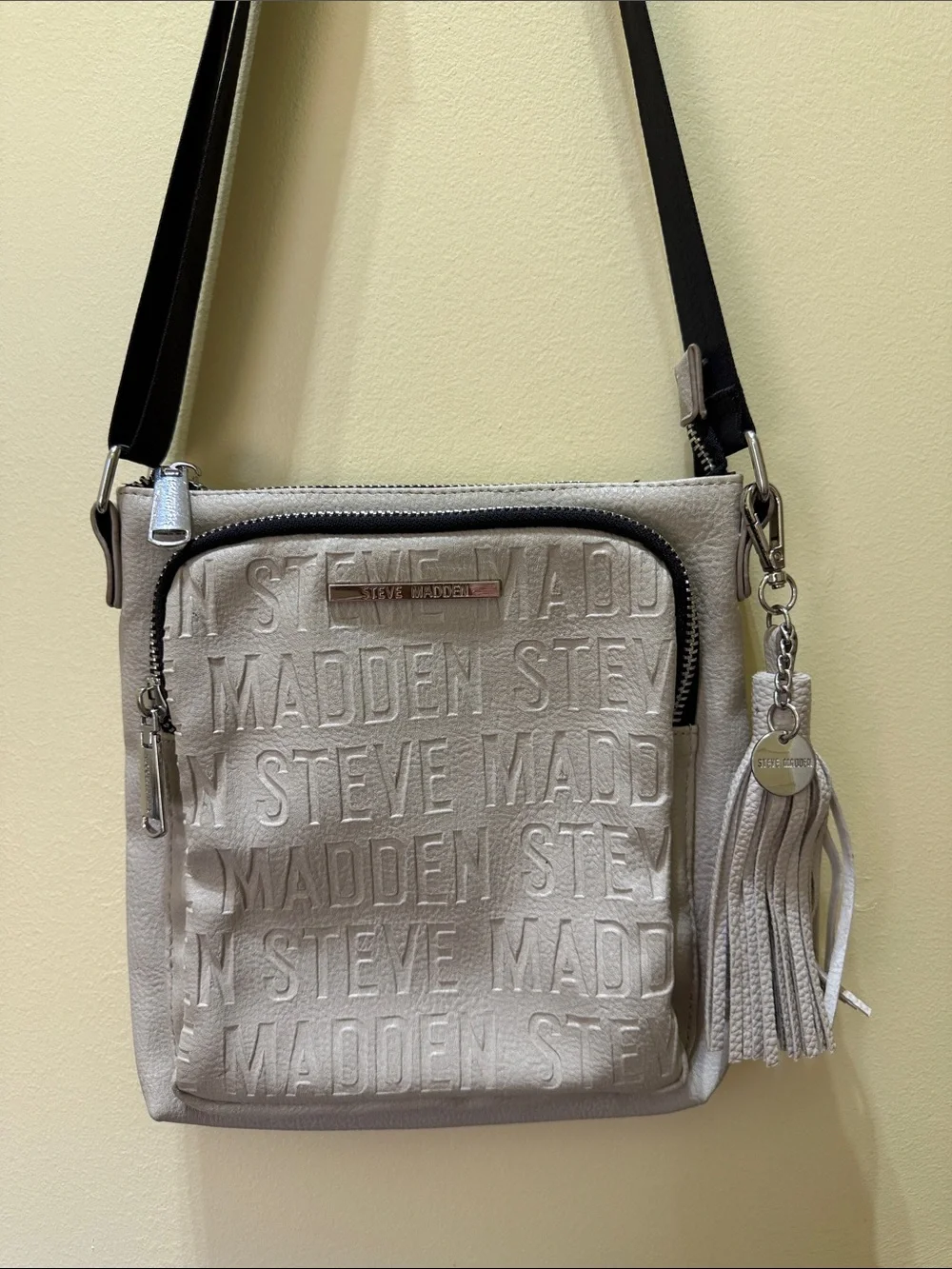 Steve Madden White Crossbody Bag with Tassel